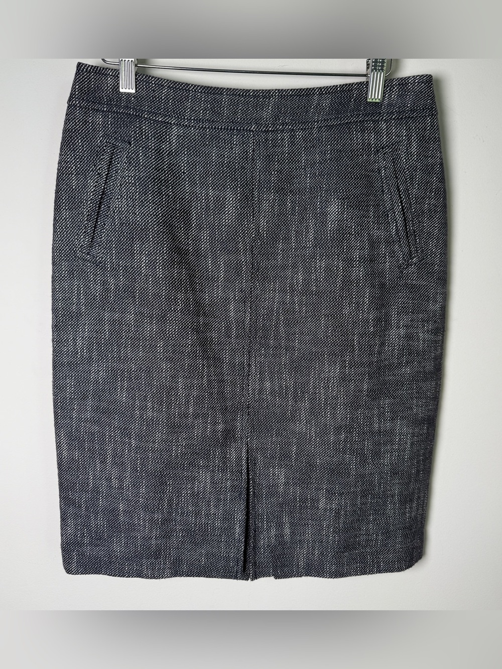 Ann Taylor Size 6 Navy Tweed Pencil Skirt Lined Cotton Workwear Office Career